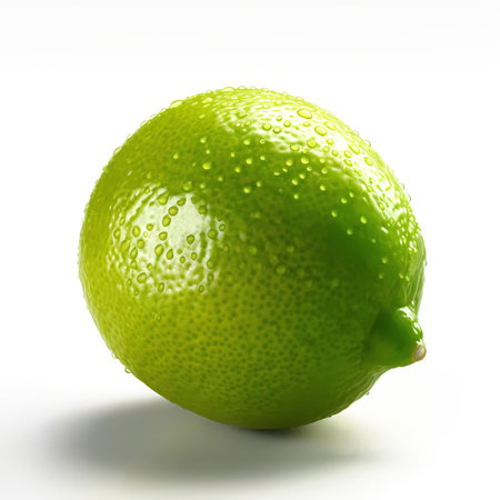 Close-up whole lime isolated on white background. Generative AI.の素材