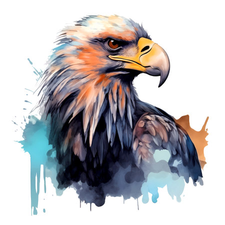 Watercolor eagle bird, isolated in white background.の素材