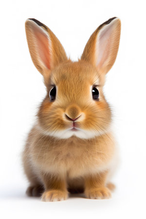 Funny bunny or baby rabbit for Easter Day isolated on white background.の素材