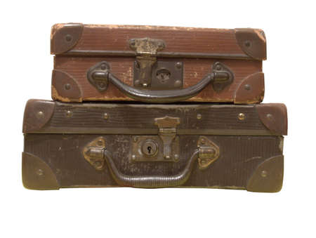 old bags isolated in white background, used look