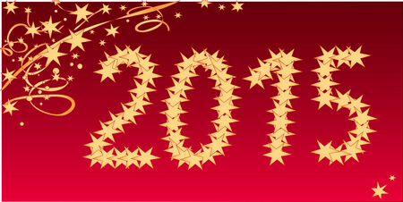 New years vector illustration on a red background