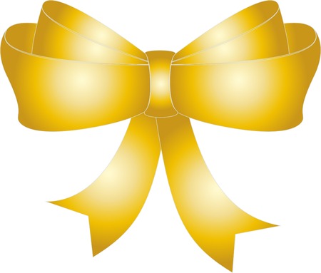 Golden Bow, Isolated On White Background, Vectorのイラスト素材