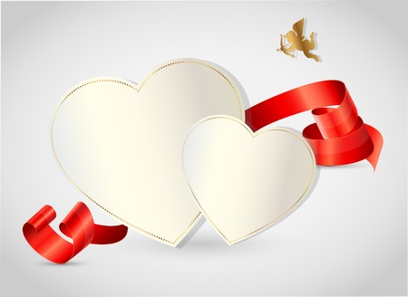 Valentines day abstract background with cut paper heart. Vector illustration.のイラスト素材