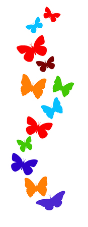 Spring butterfly colorful composition. Vector illustration layered for easy manipulation and custom coloringのイラスト素材