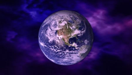 High Resolution Planet Earth view. The World Globe from Space in a star field showing the terrain...