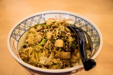 japanese rice with porkの写真素材