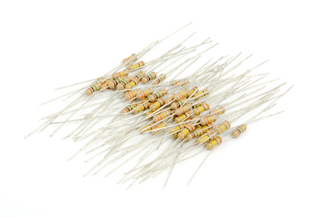 many resistors isolated on a white backgroundの写真素材