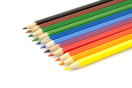 colored pencils isolated on a white backgroundの写真素材