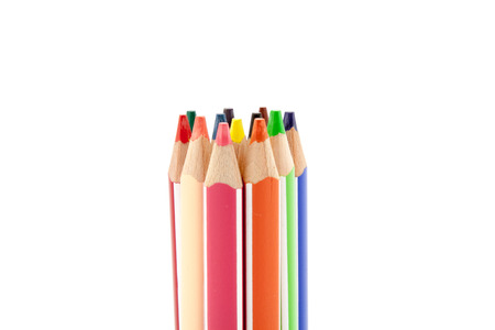 colored pencils isolated on a white backgroundの写真素材