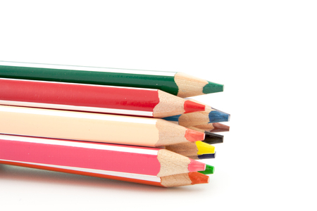 colored pencils isolated on a white backgroundの写真素材