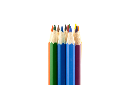 colored pencils isolated on a white backgroundの写真素材