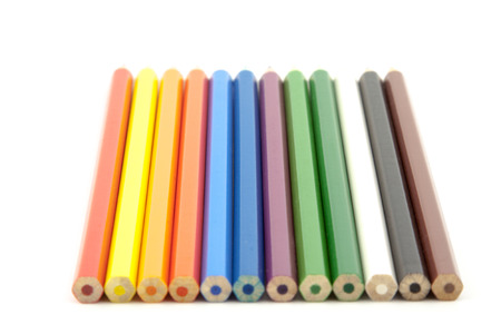 colored pencils isolated on a white backgroundの写真素材
