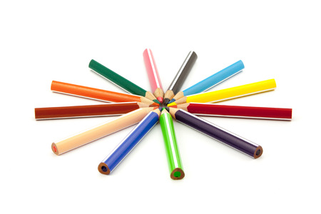 colored pencils isolated on a white backgroundの写真素材
