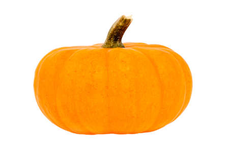 Orange halloween pumpkin on a white backgroundの写真素材