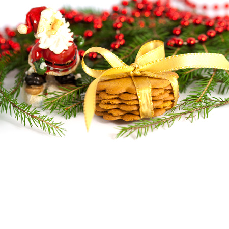 Xmas tree with toys on a white backgroundの写真素材