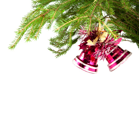 Xmas tree with toys on a white backgroundの写真素材