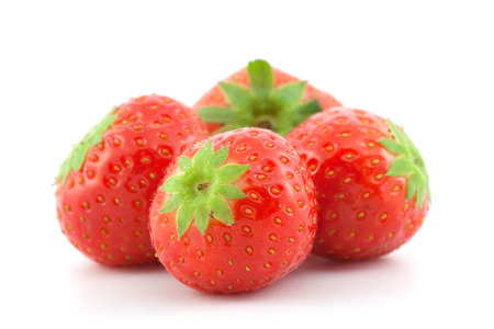 Red strawberries on the white backgroundの写真素材
