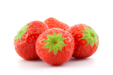 Red strawberries on the white backgroundの写真素材