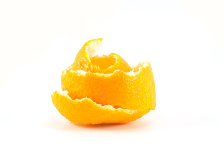 Mandarin or tangerine peel on white backgroundの写真素材