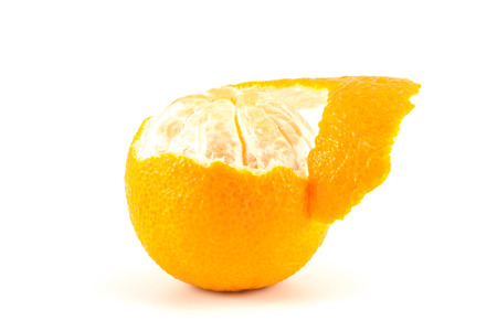 Mandarin or tangerine with peel on white backgroundの写真素材