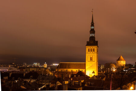 Christmas view of the old city of Tallinn, Estoniaの写真素材