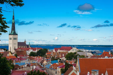 view of the old city of Tallinn, Estoniaの写真素材