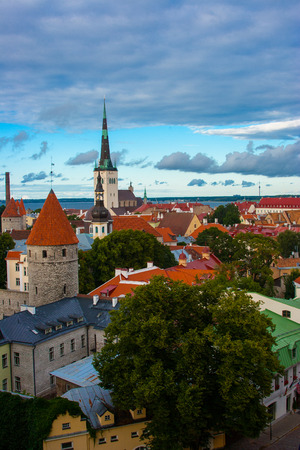 view of the old city of Tallinn, Estoniaの写真素材