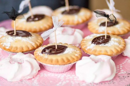 pink sweets and cakes for a partyの写真素材