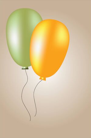 3D realistic soft colors balloons. lime and yellow, gradient mesh. Vector illustration. Graphic clip art object for web, print, design. Creative tool for holidays, events, anniversary.のイラスト素材
