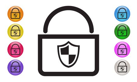 Security Shield Protection icon. Firewall, cyber security concepts.のイラスト素材