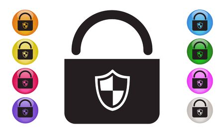 LOCK Security Shield Protection icon. Firewall, cyber security concepts. Vector Illustration EPS 10のイラスト素材