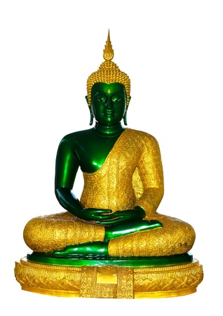 Emerald Buddha image in clothes for rainy seasonの写真素材