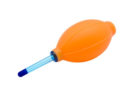 Orange Camera dust blower on white background