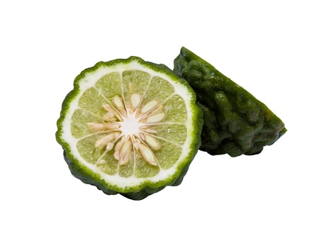 Kaffir lime on white background