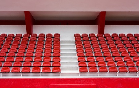 Grandstand with Red seats in a stadium