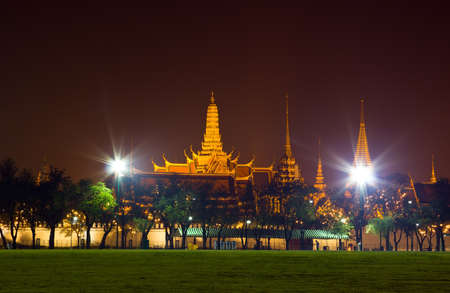 Night scene of  the Grand Palace in Bangkok, Thailandの写真素材