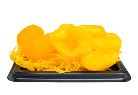 Thai dessert made from egg isolated on whiteの写真素材