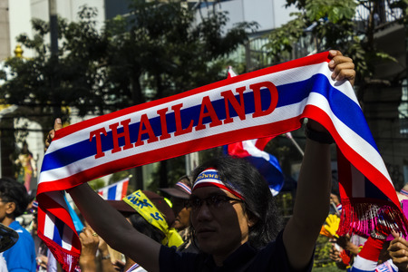 Bangkok, Thailand - January 30  protesters shut down the city to reform before election at Asoke on Sukhumvit road on January 30,2014 in Bangkok, Thailandのeditorial素材