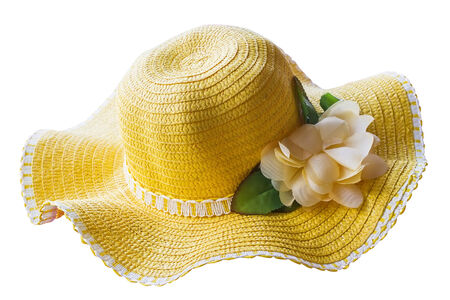 Yellow hat isolated on white backgroundの写真素材