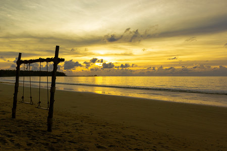 Sunset on Khao Lak beach in Phang-nga Thailandの写真素材