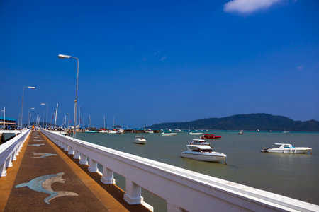 Ao Chalong Pier in Phuket Thailandの写真素材