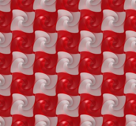 Seamless texture/background made of red and white squared twirlsの写真素材