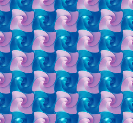 Seamless texture/background made of blue/white squared twirlsの写真素材