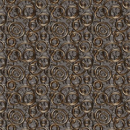Seamless texture/background made of golden and silver ringsの写真素材