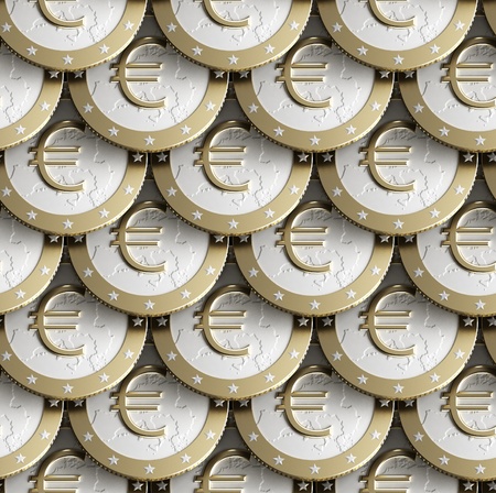 Seamless texture/background made of golden euro coinsの写真素材