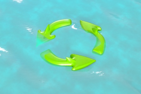 Recycle sign in clean water