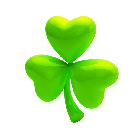 Shiny glossy green clover on whiteの写真素材