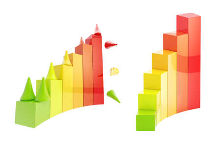 Gaming pieces climbing through the chart isolatedの写真素材