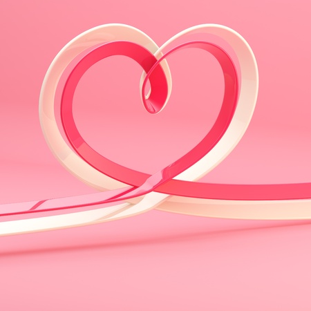 Abstract heart symbol made of ribbonの写真素材