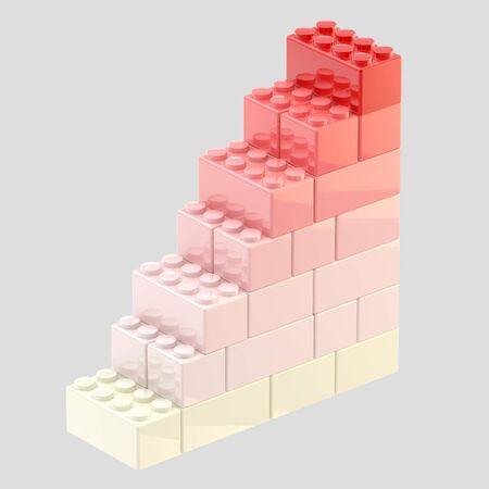 Steps made of toy bricks isolatedの写真素材